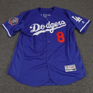 Los Angeles Dodgers Jersey Mens 44 Blue MLB Baseball Machado Majestic Flex Base